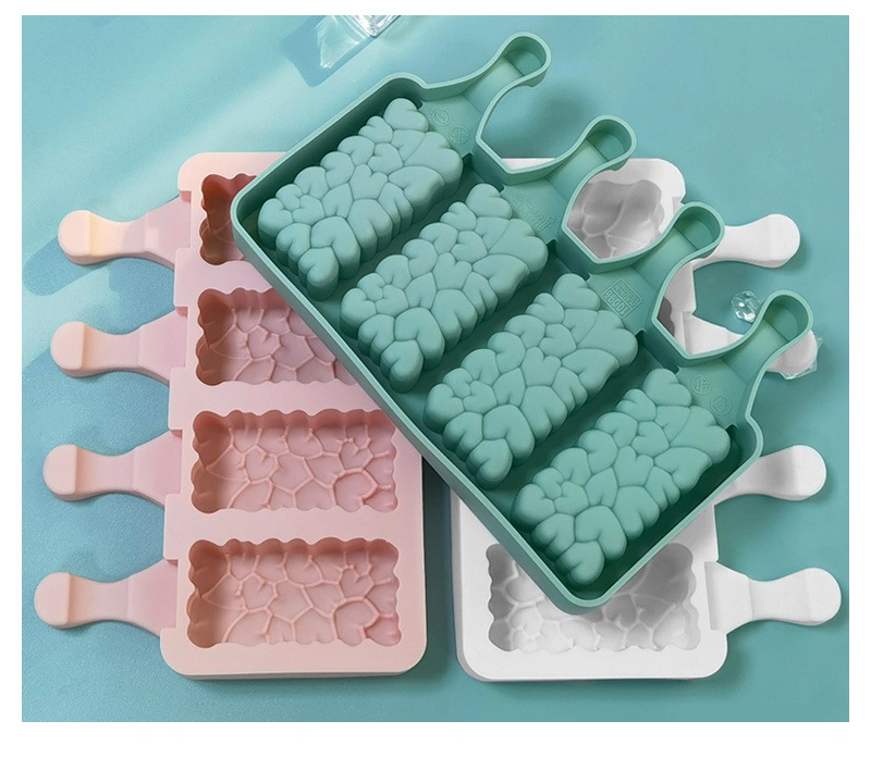 4 Holes Reusable DIY Homemade Ice Cream Mold Silicone Cavities Ice Cube Tray Silicone Ice Pop Mould