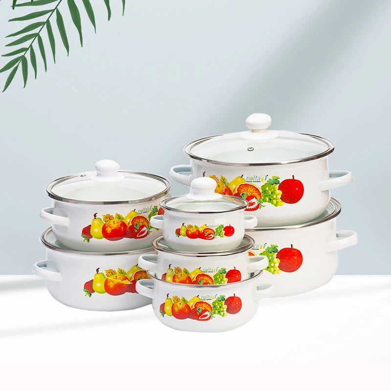 Enamelware 6 PCS Cooking Ware Sets Casserole Kitchenware Ollas Cookware Sets Cooking Pot Set