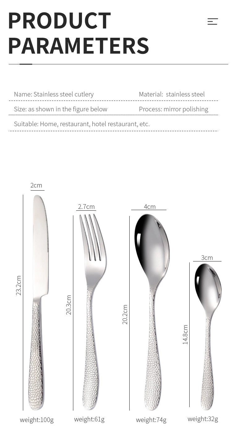 Classic Tableware Stainless Steel Cutlery Set for Home