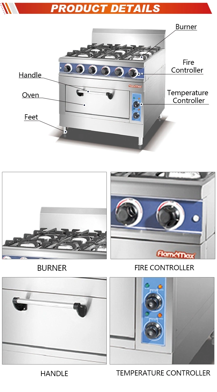 Kitchen Equipment Catering Equipment Manufacturer Cooking Range Gas Cooker Gas Range with Gas Oven (HGR-4G)