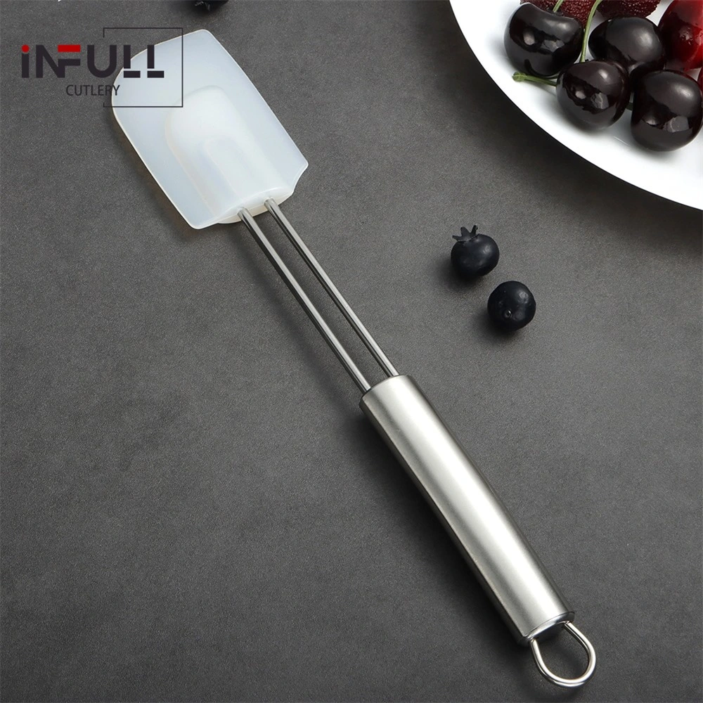 Stainless Steel Handled Heat Resistant Silicone Spatula for Cake Dessert Bread