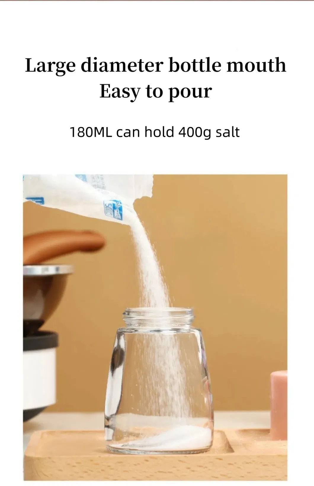 Kitchen Metering Salt Bottle Push-Type Salt Control Bottle Moisture-Proof Kitchen Glass Bottle Vanilla and Spice Tool