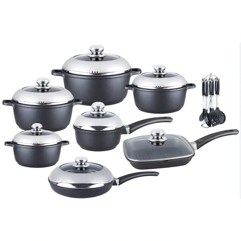 Factory Big Commercial Kitchen Pan 21PCS Die Casting Aluminum Alloy Nonstick Cookware Sets Cooking Soup Pots