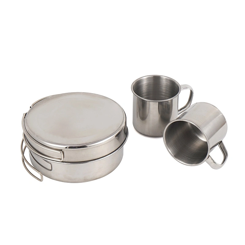 Outdoor Portable Camping Cooking Pot Set Stainless Steel Cookware Set
