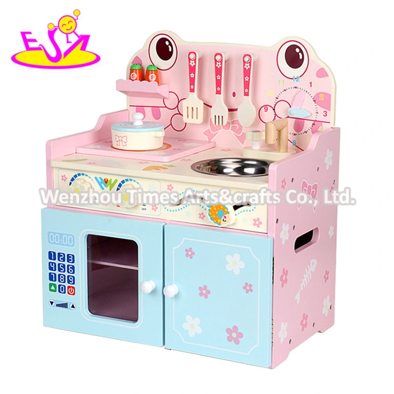 2020 New Released Pink Wooden Play Kitchen for Girls W10c517