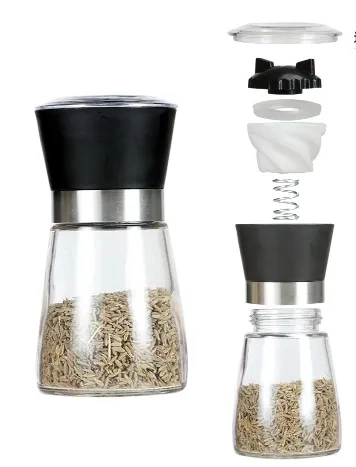 Pepper Grinder Glass Manual Salt and Pepper Mill Grinder Spice Shakers Kitchen Tools Accessories