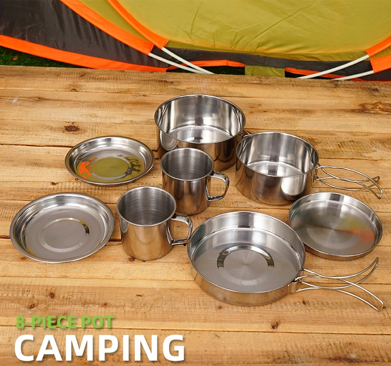 Outdoor Portable Camping Cooking Pot Set Stainless Steel Cookware Set