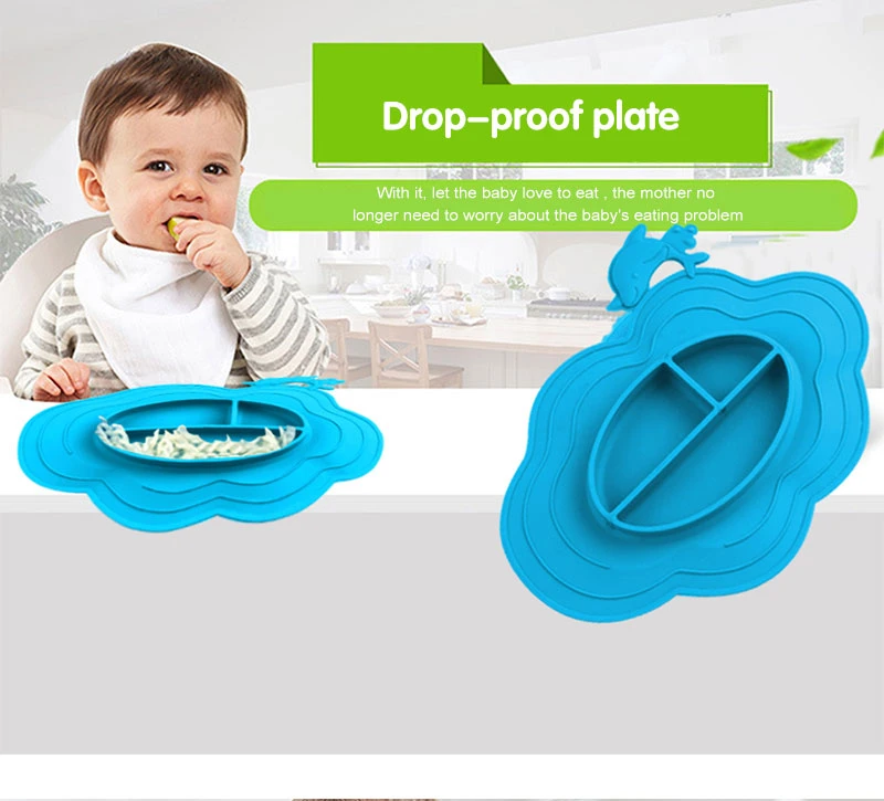 Children&prime; S Dishes Baby Silicone Sucker Bowl Baby Smile Face Plate Tableware Set