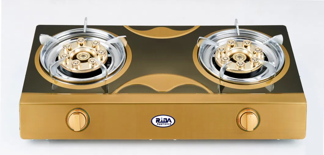 New Popular Model Golden Enamel Burner Color Stainless Steel Panel Gas Stove