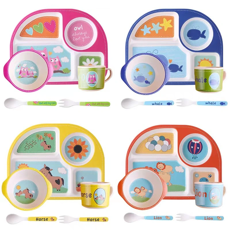 Aohea Lovely Dinnerware Set for Kids Toddle Children Durable Reusable Tableware Set