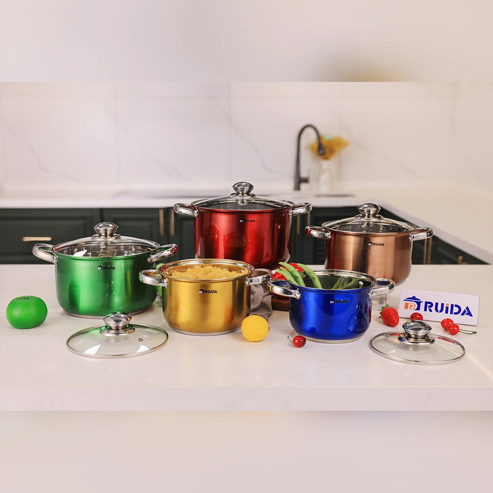 Exclusive 8PCS Stainless Steel Kitchenware with Gold Plated Handle