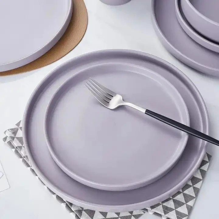 RPET Plastic Kitchen Wholesale Tableware Purple Dinnerware Full Dinner Set Color Glaze