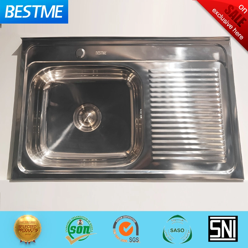 Russian Style Kitchenware Home Kitchen Appliance 201 Stainless Steel Mirror Satin Sat on Kitchen Sink (BS-341-201M)