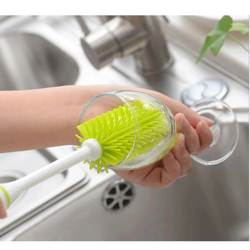 TPR Non-Slip Long Handle Milk Bottle Cup Mug Washing Brush Home Kitchen Cup Cleaning Tools Wbb12030