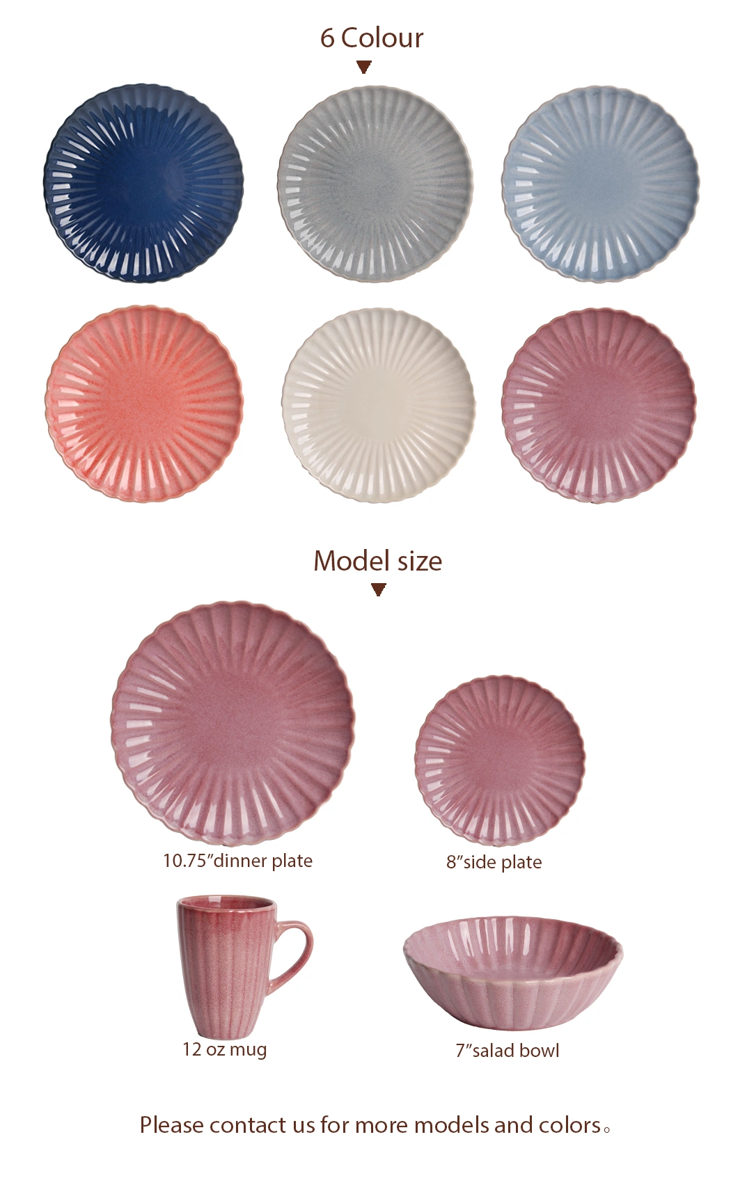 Shell Edge Emboss Transmutation Color Glaze Stoneware Dinnerware 12/16/18/24 PCS Dinner Set