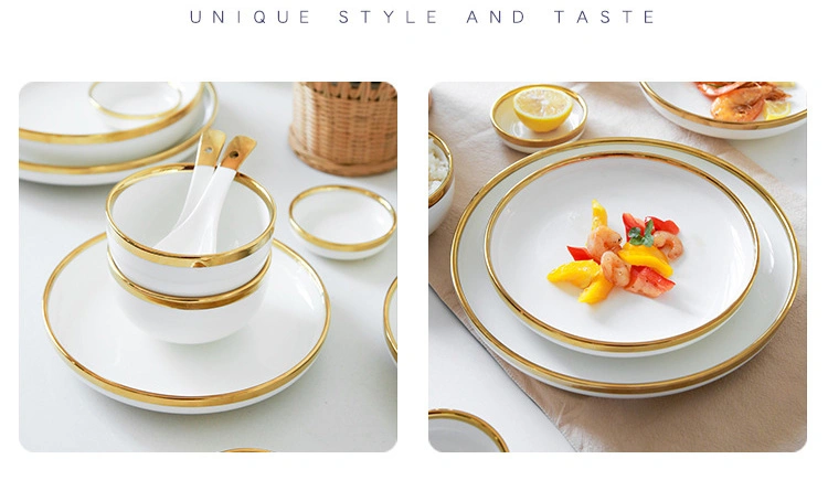 Nordic Gold Rim Best Ceramic Dishes &amp; Plates Pearl White Porcelain Vs Ceramic Dinnerware Sets for Dinner