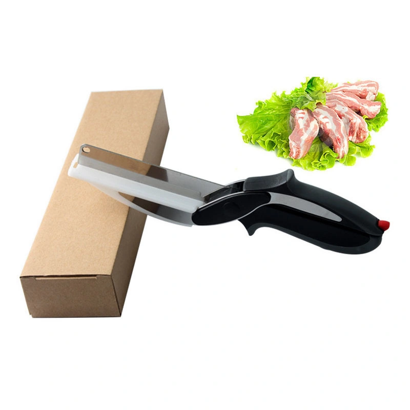 2-in-1 Clever Food Chopper Cutter Smart Knife with Cutting Board Built-in for Chopping Fruits, Vegetables, Meats, Cheese Kitchen Gadget Wbb12092