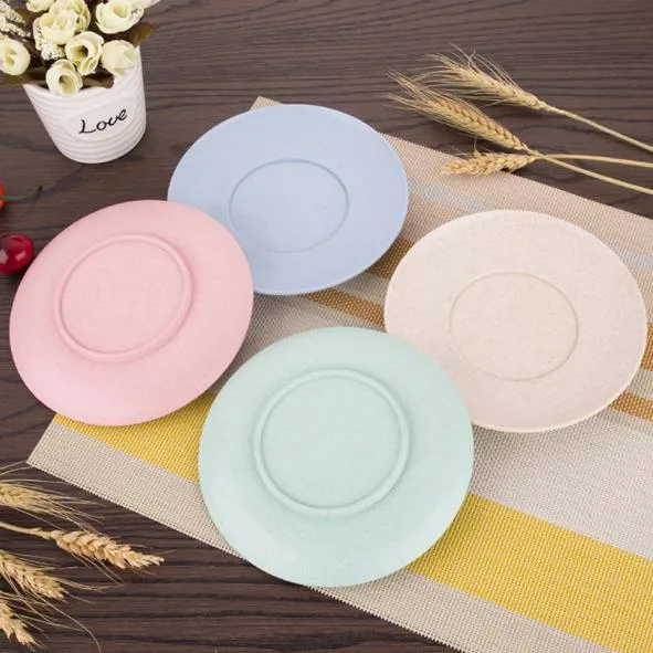 Eco Friendly 6PCS/Set Plastic Baby Kids Plate Set Wheat Straw Dinnerware Sets