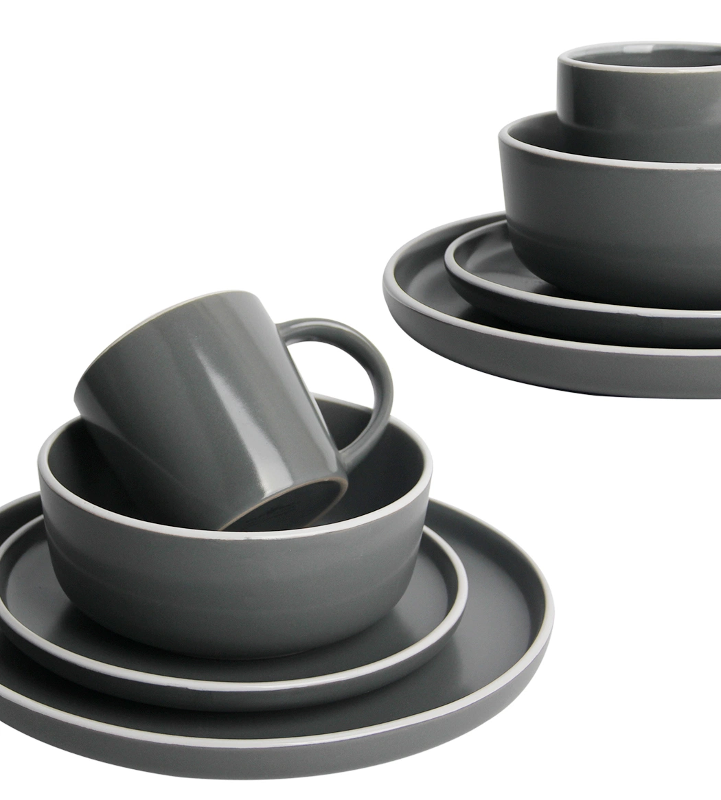 Solid Color Glaze Dishes Plates Ceramic, Pure Color Glazed 12/16/18 PCS Dinnerware Set