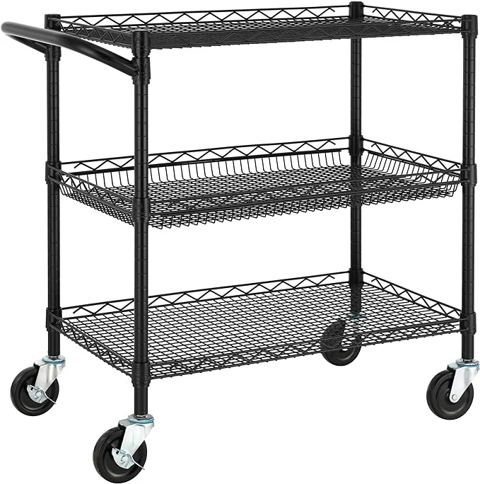 Kitchen Storage Metal Carts Commercial Use Wire Shelving