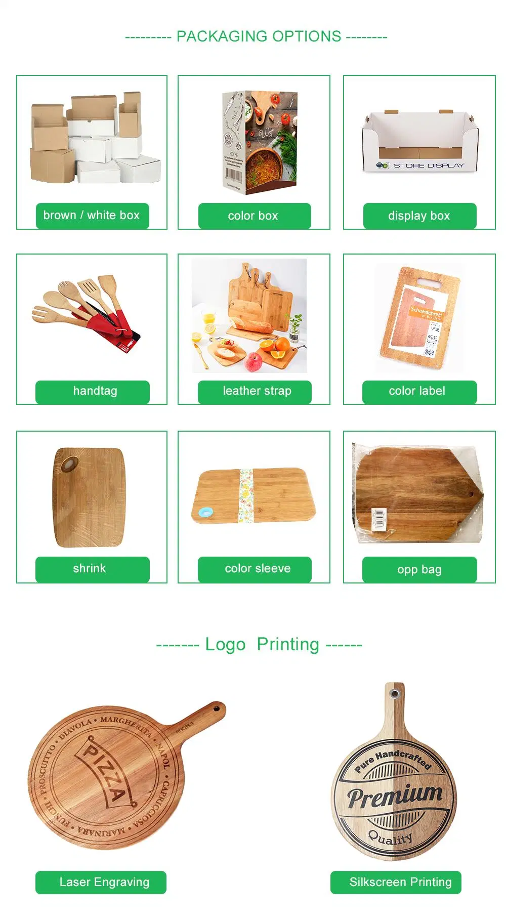 Durable and Reusable Wooden Kitchen Tools Accessories with UV Printing Handle