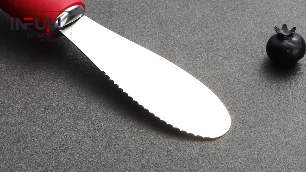 Kitchenware Stainless Steel Spreader with Red Rubber Handle Kitchen Utensils Butter Spreader for Cream Cheese Gadget