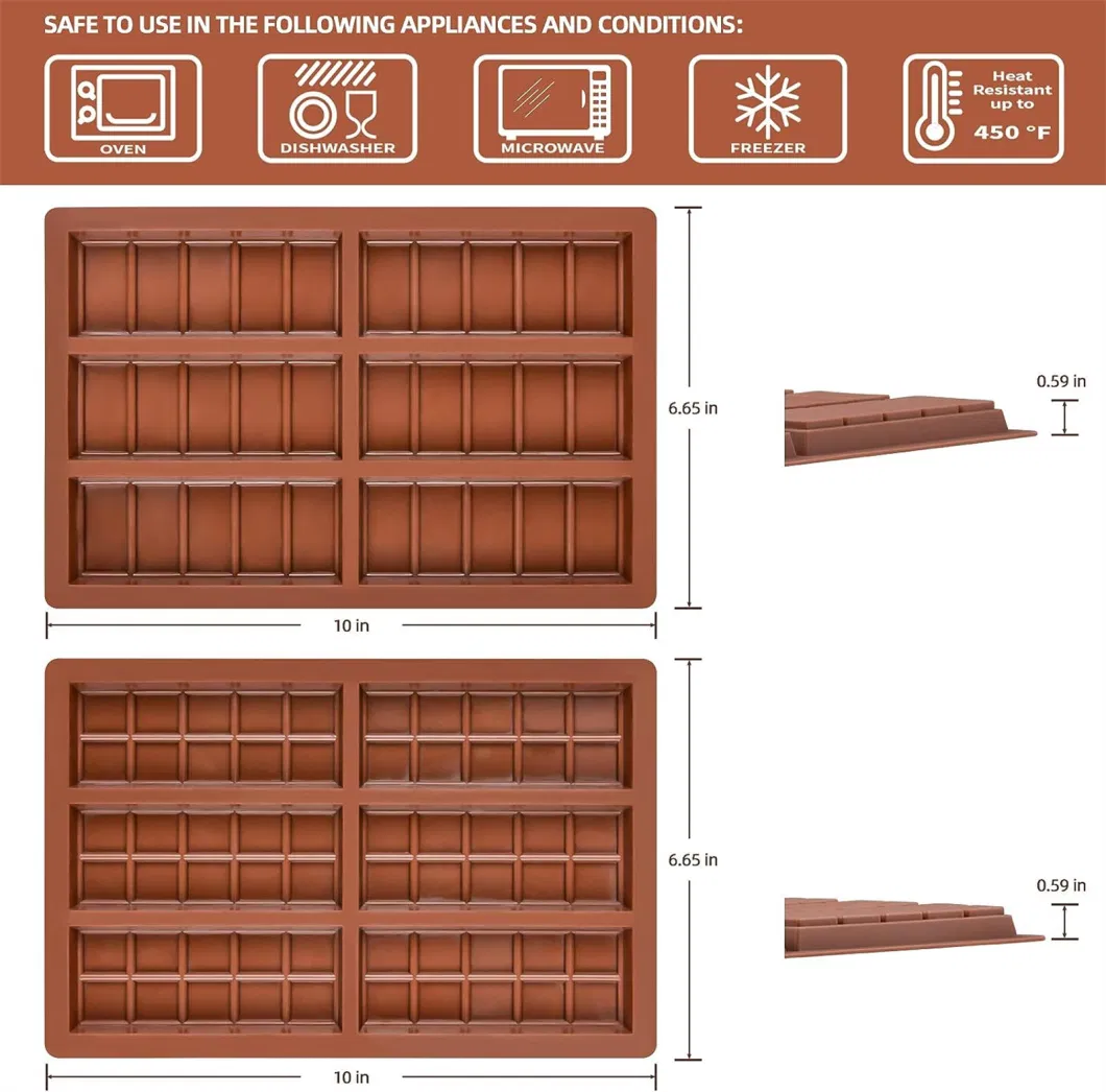 Rectangle Chocolate Bar Sweet Molds Silicone Bakeware Wax Melt Molds