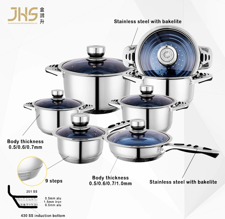 Wholesale 24PCS Kitchen Utensils Cooking Pot Frying Pan Stainless Steel Cookware Set
