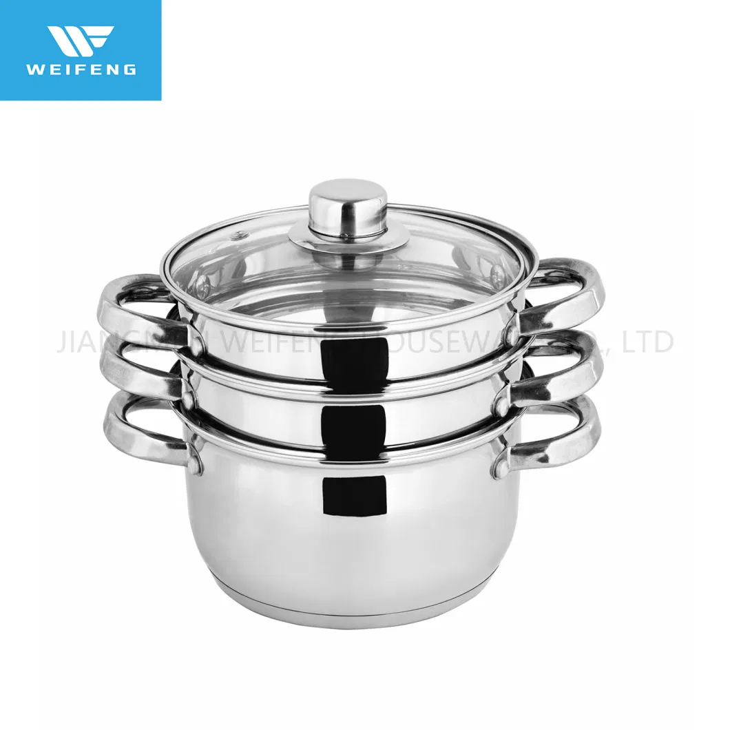 4PCS Stainless Steel Kitchenware Set Couscous Pot Steamer Set with Glass Lid