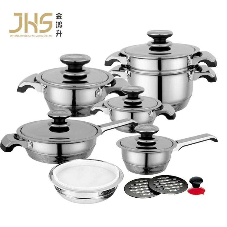 German Design Kitchenware 16PCS Stainless Steel Cooking Pot Cookware Set with Kitchen Utensil