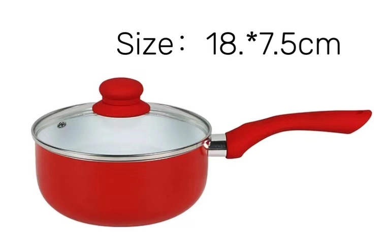 Red Cooking Pots and Pans Set Camping Non Stick Metal Cookware Kitchen Utensils