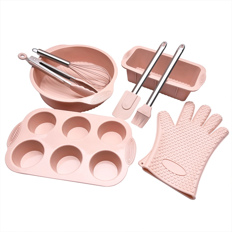 Hot Sale Food Grade Silicone 12-Piece Set Wooden Handle Pink Special Kitchen Utensils for Non Stick Pots Kitchenware