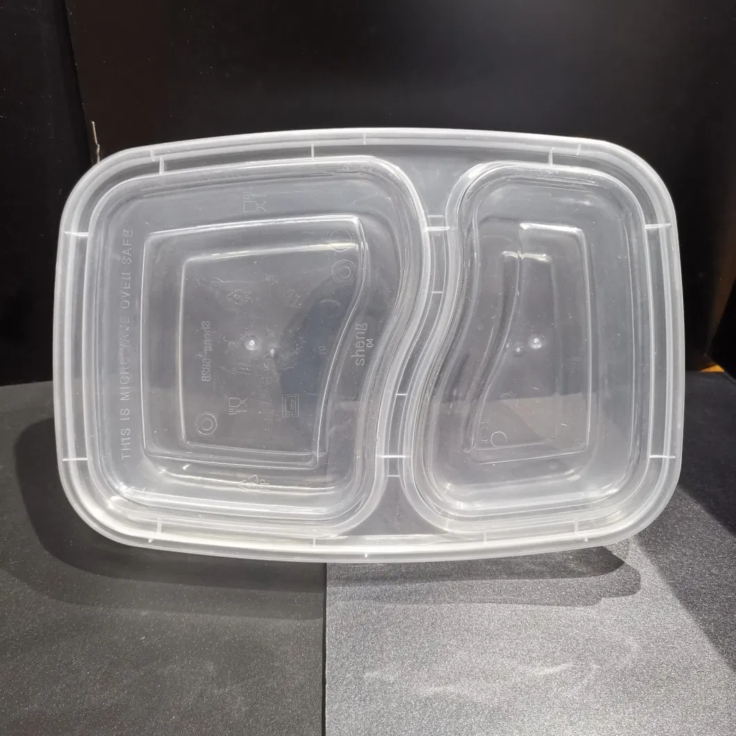 Two Compartments Microwavable Takeaway Plastic Food Container Food Packaging Tableware