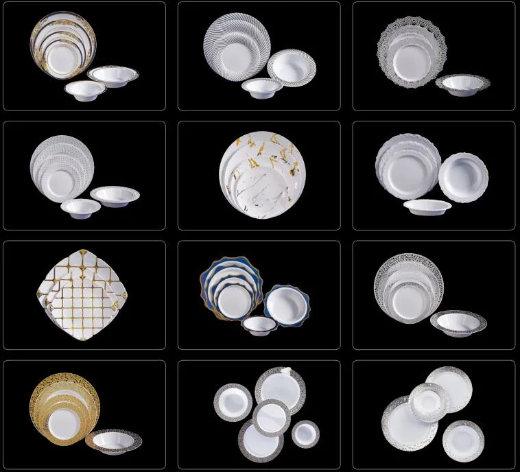 125PCS Gold Plastic Dinnerware Set for Party