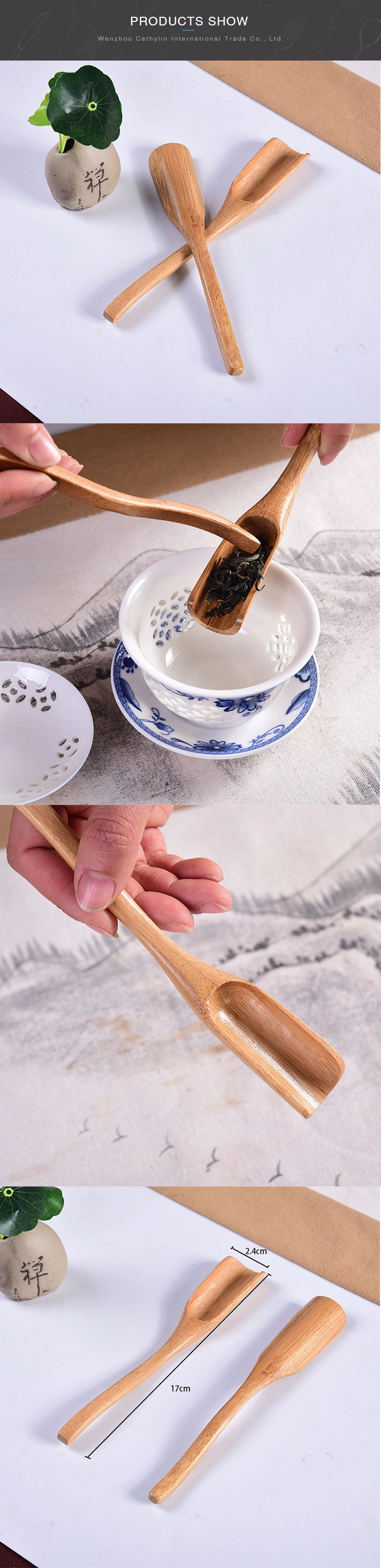 Unique Reusable Kitchen Accessories Spoon Natural Bamboo Wood Tea Scoop