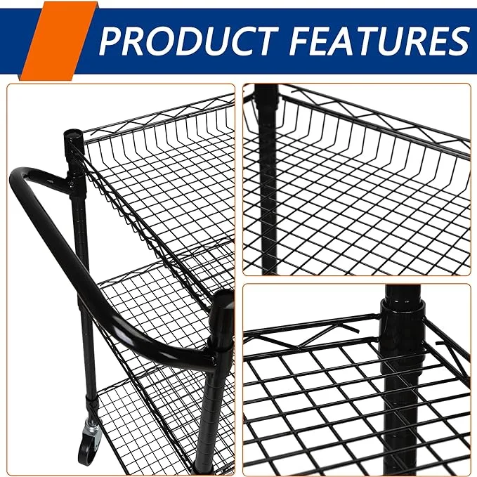 Epoxy Powder Wire Shelving Metal Trolley Home Storage