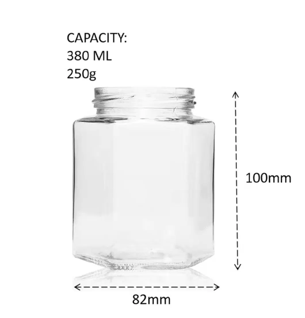 Food Canning Jar 380ml Glass Storage Hexagonal Spice Jar