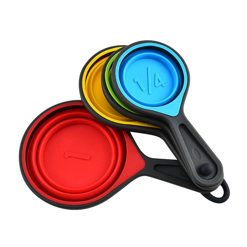 Hot Sale 4PCS Foldable Silicone Measuring Spoon&Cup Set Home Kitchen Tool