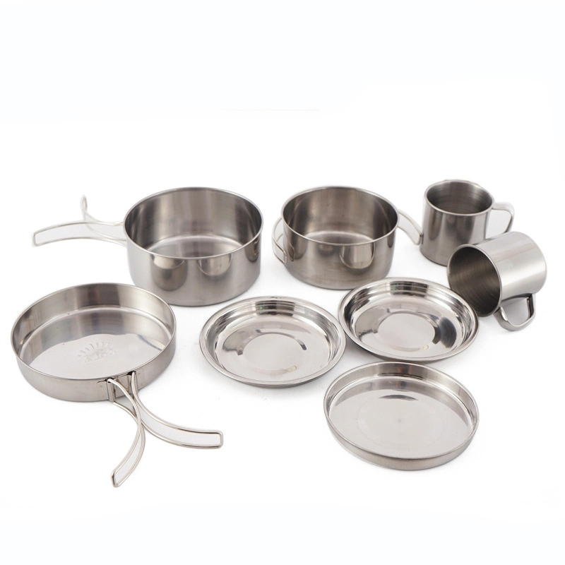 Outdoor Portable Camping Cooking Pot Set Stainless Steel Cookware Set