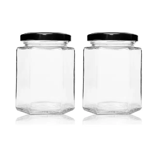 Food Canning Jar 380ml Glass Storage Hexagonal Spice Jar