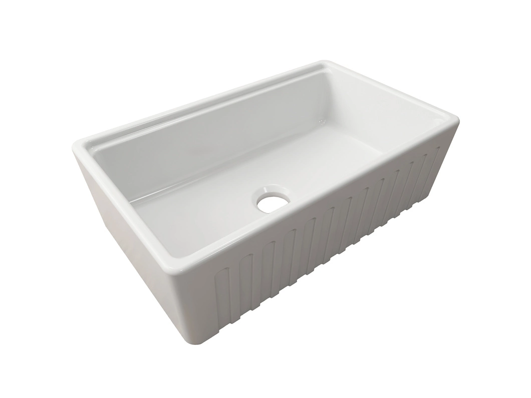 Wholesale Undermount Single Bowl Farmhouse Rectangular Apron Front Porcelain Sink Ceramic Kitchen