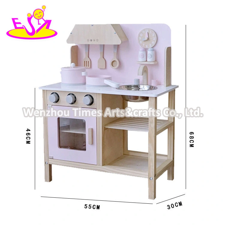2020 Most Popular Pink Wooden Girls Toy Kitchen for Pretend W10c502