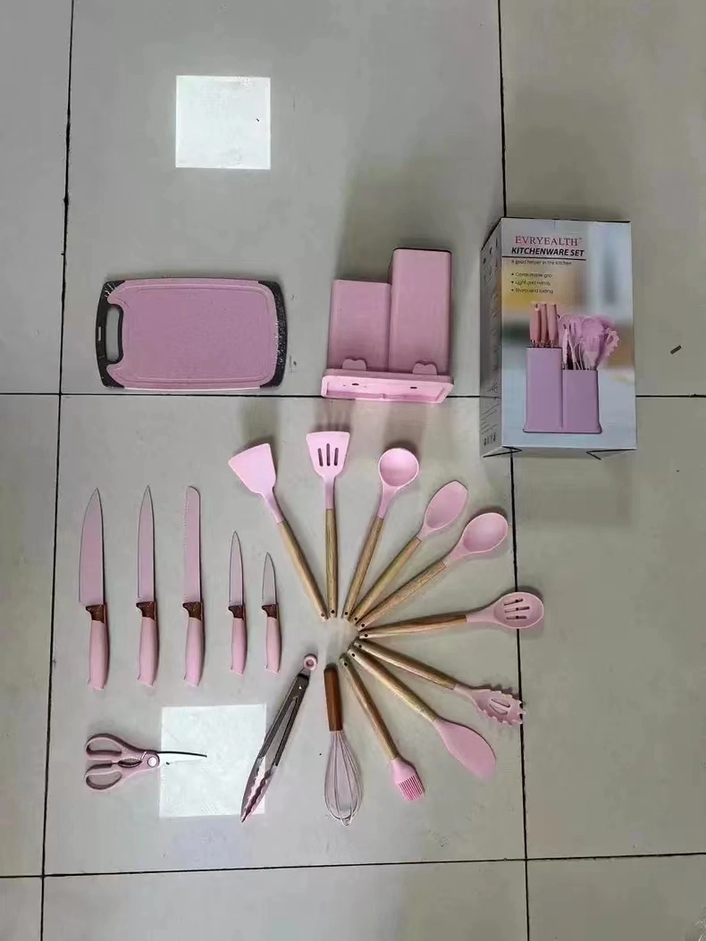 Kitchen Utensils Silicone Cookware Sets Cooking Tools Sets Silicone Kitchen Utensils Set with Wooden Handle 19PCS 19 PCS 19 Pieces Silicone Kitchen Utensils Set