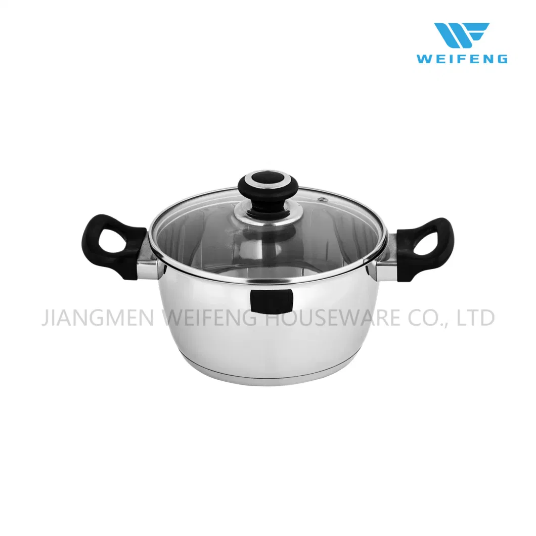 8 PCS Conical Shape Stainless Steel Cookware with Black Color Bakelite Handle Cookware Set