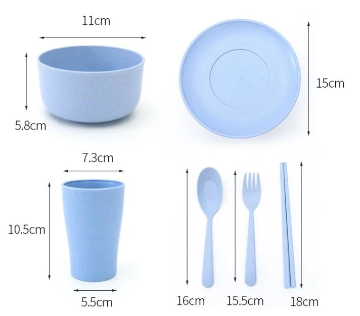 China Professional Manufacture Retro Luxury Nordic Color Wheat Straw BPA Free Dinnerware Set for Kids