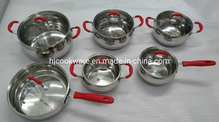 Bakeware 12PCS Stainless Steel Cookware Set with Silicone Handle