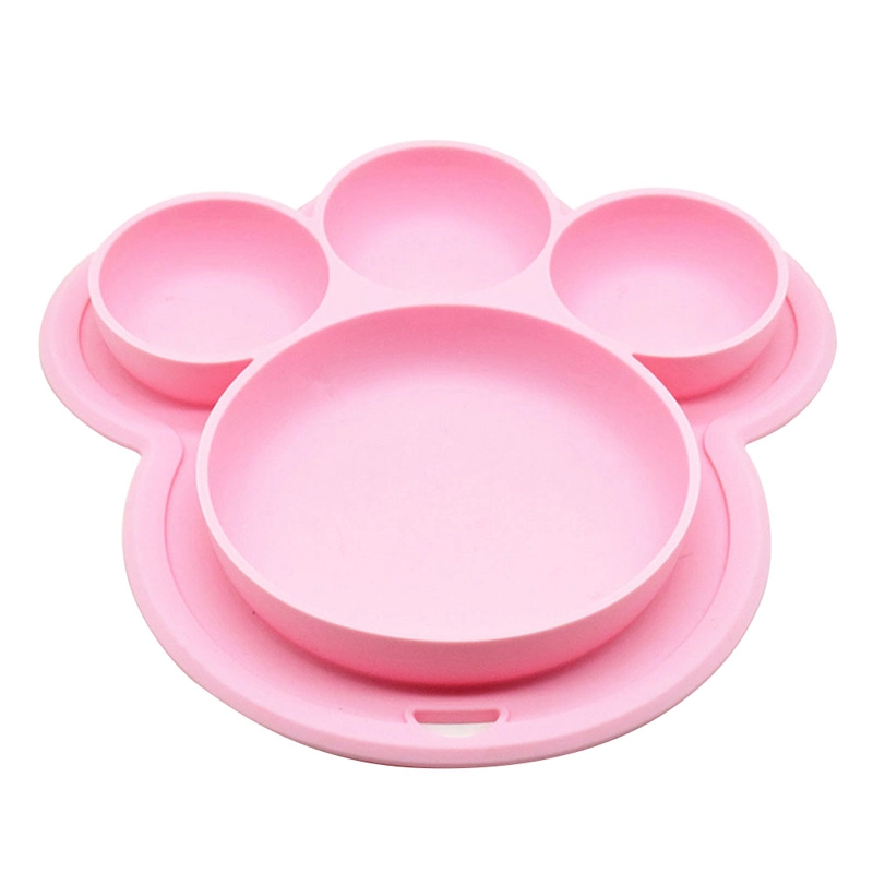 Silicone Plates Suction Plates for Baby with Spoon and Fork Set Kids Divided Grip Dish Self Feeding Training Baby Dinner Plate