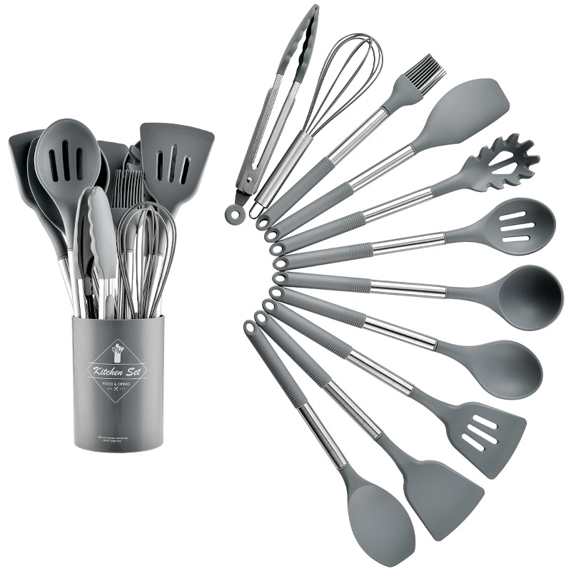 9PCS/11PCS Silicone Cooking Sets Stainless Steel Handle Kitchen Utensils Set