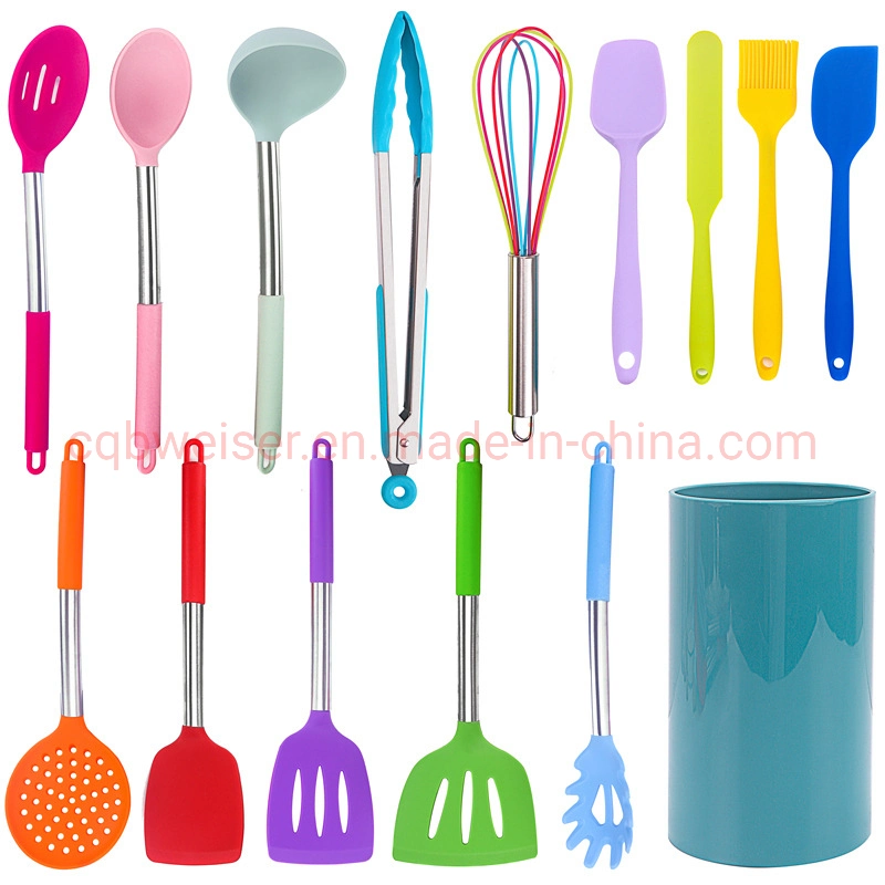 Colored Utensil 15PCS Kitchen Wares Cooking Food Grade Silicone Kits