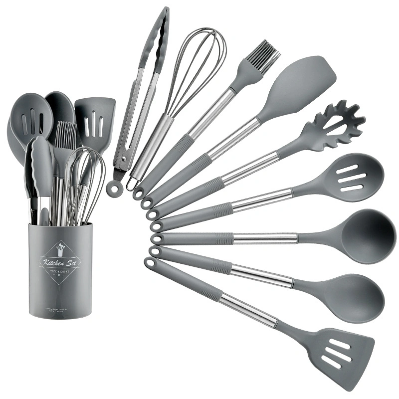 9PCS/11PCS Silicone Cooking Sets Stainless Steel Handle Kitchen Utensils Set